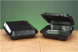 9X9X3 BLACK 3-COMPARTMENT FOAM  TAKE OUT TRAY, 2/100ct.