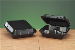 8x8x3 3-COMP BLACK FOAM TAKE  OUT TRAY, 200/CS, 