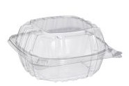 6x6 CLEAR PLASTIC HINGED 
TAKE-OUT CONTAINER, 4/125ct. 