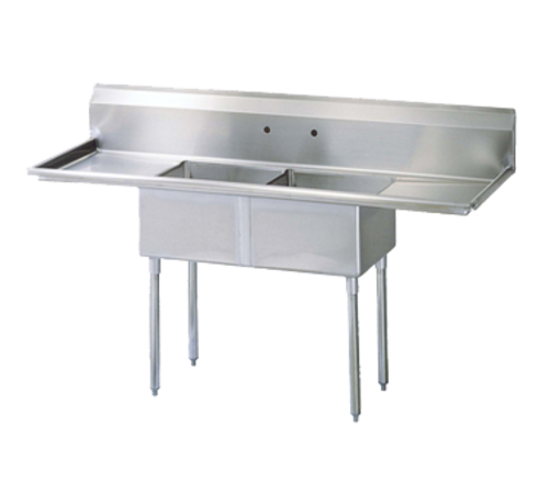 2 COMPARTMENT SINK WITH LEFT
AND RIGHT HAND DRAINBOARDS,
BOWL MEASURES 18&#39;X18&#39;X11&#39;D,
72&#39; WIDE OA, 08