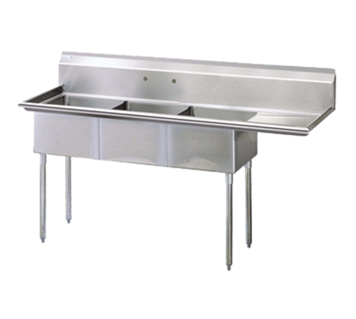 Sink, Three Compartment, with 18&#39; right-hand drainboard,