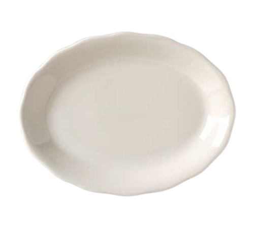 Platter, 11-5/8&quot;, oval,
scratch resistant, microwave &amp;
dishwasher safe, vitrified
china, Better Values,
California Scalloped
Collection, American White,
Undecorated, FDA approved, 
1/DOZ, 10/21