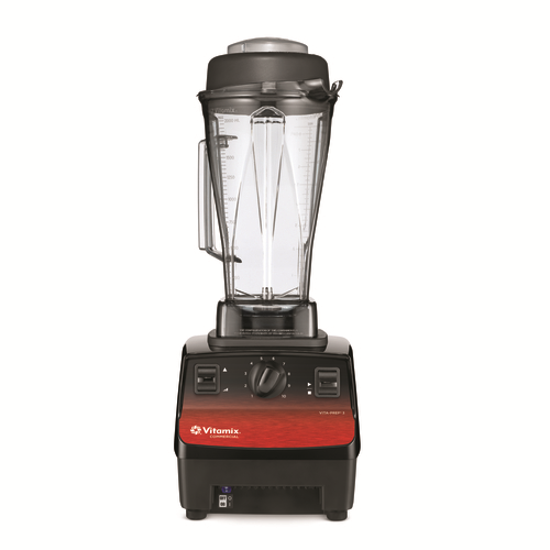 Vita-Prep 3, 64 oz. (2
liters) capacity, clear
BPA-free Tritan standard
container with wet blade
assembly, manually-operated
variable speed control,
start/stop switch
automatically returns to
neutral position, includes:
lid &amp; tamper, black base with
red face, 3 peak HP,
120v/50/60/1-ph, 13.0 amps,
cULus, NSF, 62826 (Formerly 
1005), 2/23