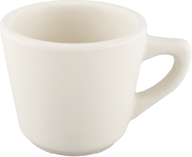 Cup, 7 oz., 3-3/8", round, with handle, tall, rolled