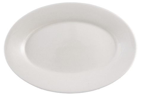 Platter, 13-1/2&quot;, oval, wide rim, rolled edge, microwave