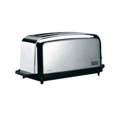 Commercial Toaster, (2) extra
wide 1-3/8&#39; extra long slots,
(4) slice capacity,
electronic browning controls,
removable crumb tray, brushed
chrome steel, 6 ft. cord with
3-prong plug, 120v, 60Hz,
NSF, UL &amp; CUL listed, 7/22

For Customer Care &amp; Product 
Service, please contact:
(800) 269-6640
waring_service@conair.com