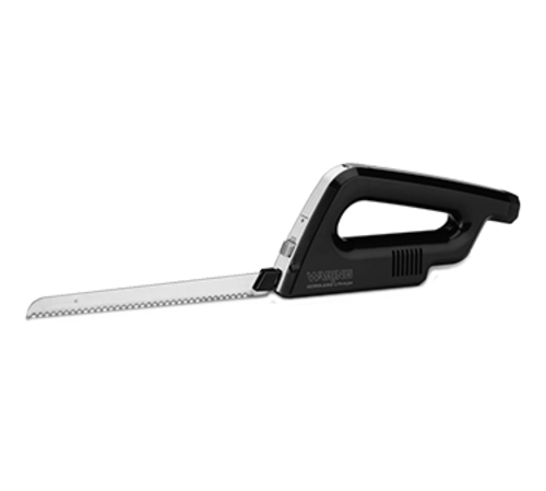 Waring Commercial Electric
Carving Knife, cordless, 20&#39;W
x 2&#39;D x 4-3/4&#39;H, detachable
blades, adjustable slicing
guide, integrated LED light,
ergonomic handle, Lithium ion
battery with quick charge,
includes: storage/carrying
case, 9.5 VAC, 110v/240v,
cULus, 1/21

For Customer Care &amp; Product 
Service, please contact:
(800) 269-6640
waring_service@conair.com