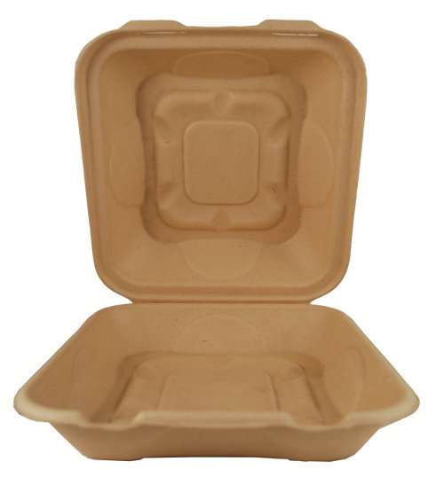 8x8x3, 1-COMP, UNBLEACHED 
PLANT FIBER COMPOSTABLE 
CLAMSHELL, WORLD CENTRIC, 
6/50ct.