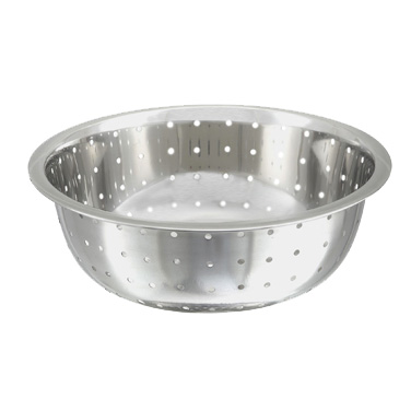Chinese Style Colander, 11&quot; dia., 5mm holes, s/s, each