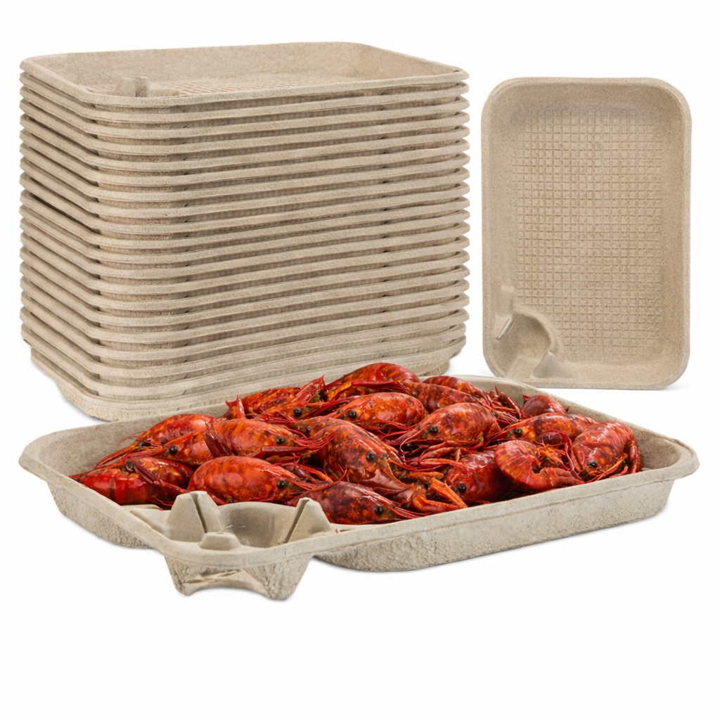 Crawfish Fish Tray MOLDED  FIBER FOOD TRAY WITH CUP 